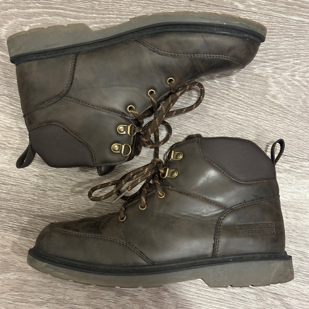 Skechers Skech-Tex Waterproof Boots Brown Ankle Hiking Workwear Utility M6‎ W7.5 - Picture 5 of 9